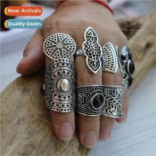 piece ring ethnic vintage bohemian eight female Europe set