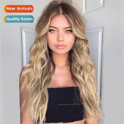 Europe Ladies Fashion Wigs Brown Ombre Medium Long Curly Hai