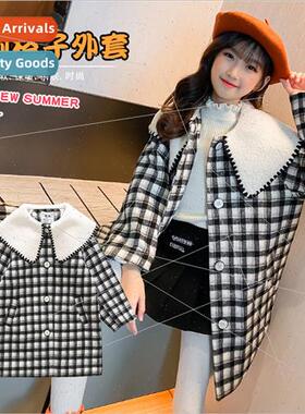 Girls tweed coat 2023 fall and winter new Yangqi children la
