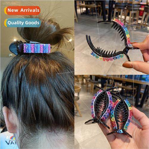 rainbow grab clip French retro back head headdress Marble he