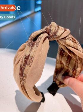 Messy twist retro lattice collocation plain wide   fashion v