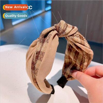 Messy twist retro lattice collocation plain wide   fashion v