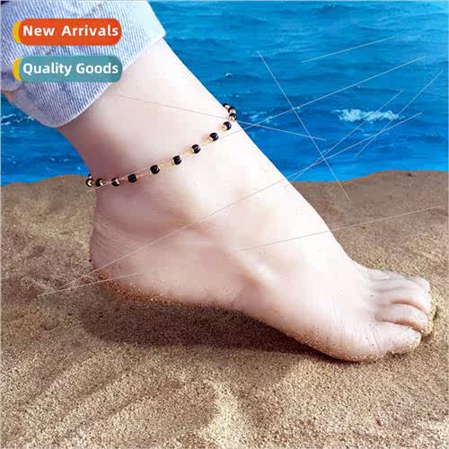 Europe Fashion Women Delicate Ankle Jewelry mple Black Round