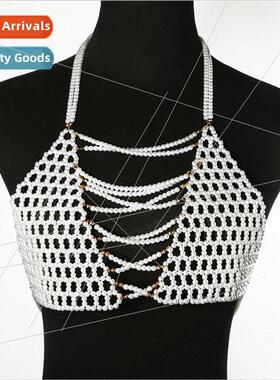 Jewellery Europe atmosphere pearl body chain handmade knted