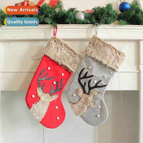 Christmas decoration supplies cute deer head socks plush can