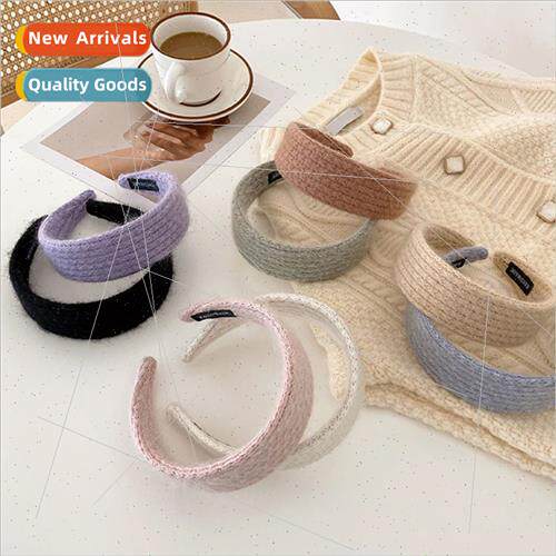 Retro wool hair bands wool knted headband wide edge hairpin