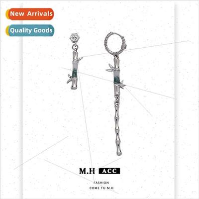 Asymmetrical bamboo earrings female 2022 summer new sweet co