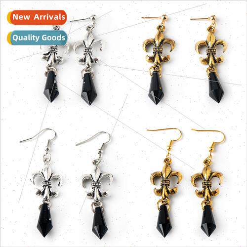 Anime  American Girl Warrior earrings female black crystal e