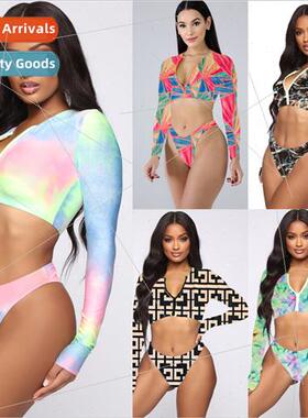 2024 New Europe Tie-Dye Multicolor Print Long Sleeve Spl Bik