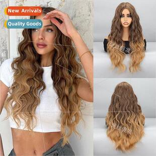 blonde brown big fashion wave long wig gradient Europe black