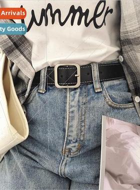 Concave styling pu square buckle belt men women universal wi