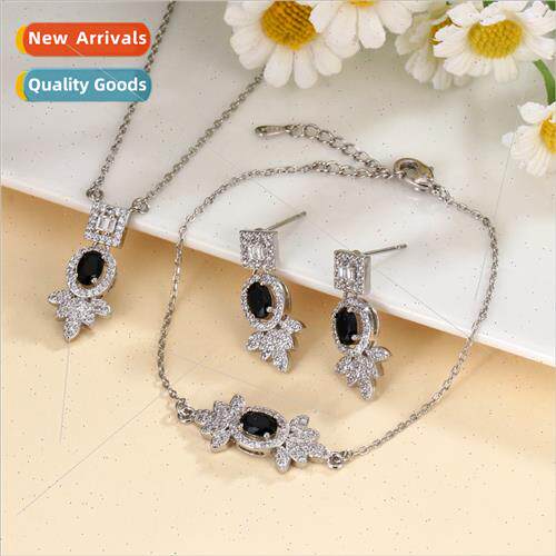 Europe retro square zirconia necklace women fashion simple b