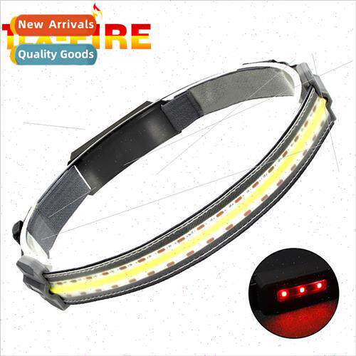 COB soft light headlamp portable USB rechargeable with red l