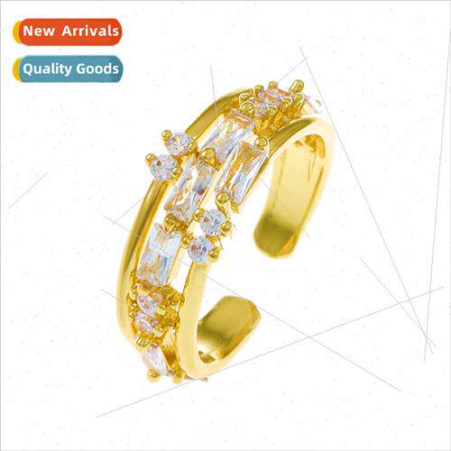 Europe minimalist copper zirconia ring women fashion niche d