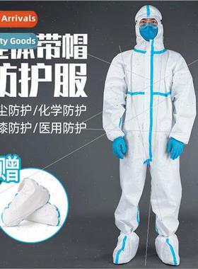 One-piece hooded protective clothing isolation clothing -wov