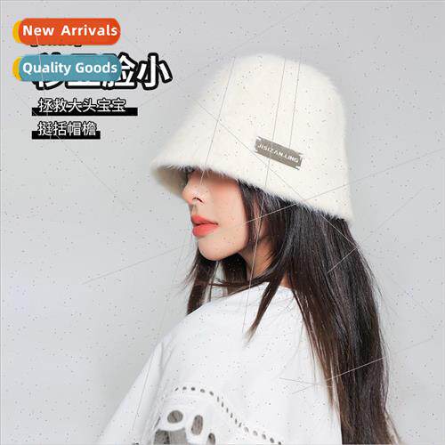 Vegetarian round top pot hat Korean ins beige plush fisherma