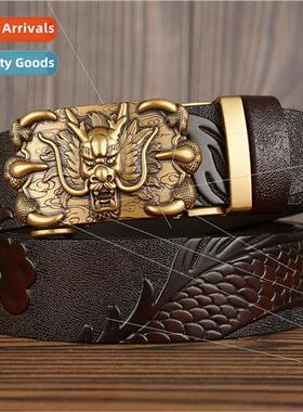 Fierce Dragon Bully Men Cowhide Belt Automatic Buckle Cowhid
