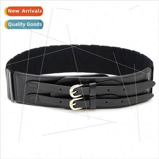Decorative Belt Ladies Black Fashion Buckle Elastic Double