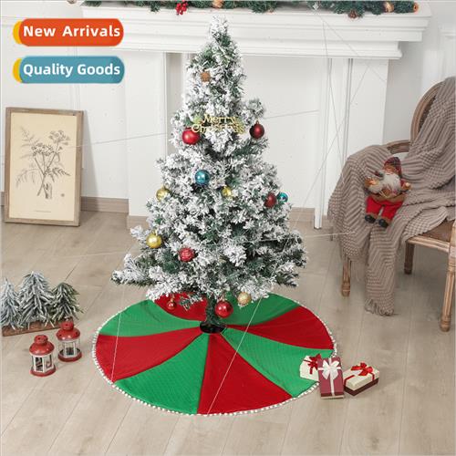 New Christmas Tree Skirt Red Green Red Whe Round Ball Trim C