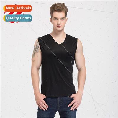 summer new silk undershirt men shoulders loose mulberry silk