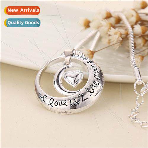 Europe Fashion JewelryLove you toMoon Back Heart NecklaceMoo