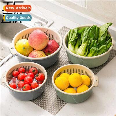 New plastic double draining basket dishwashing basin househo