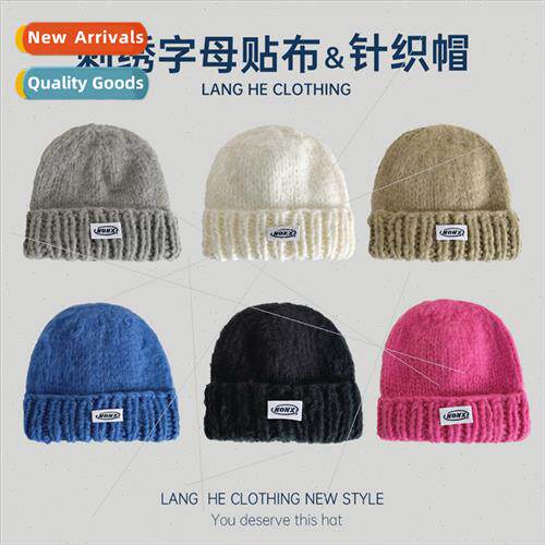 Letter label wool cap female Korean  fall winter windproear
