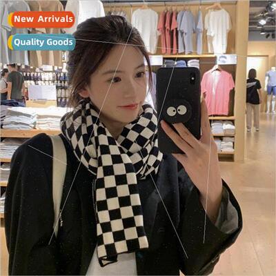 Ins checkerboard checkerboard scarf female winter black whe