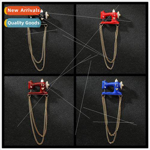 creative sewing machine tassel brooch men fashion chain su a