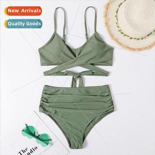 Bikini Feminine Solid New Waist Europe High 2021 Slimming