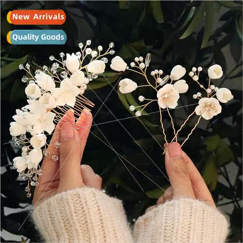 Han Xianmei bridal headdress handmade rhinestone hair comb p