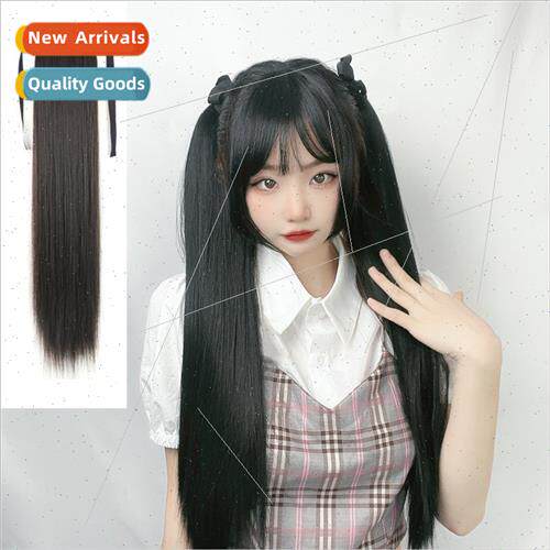 wig braids female tie-in long hair double ponytail jk long c