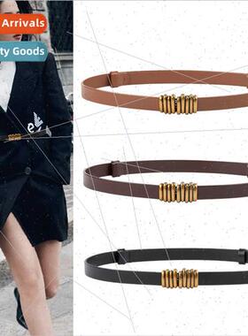 Head leather ladies belt cowhide dress coat jacket su casual