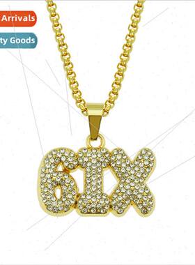 Europe ins cool diamond number necklace men women letters pe