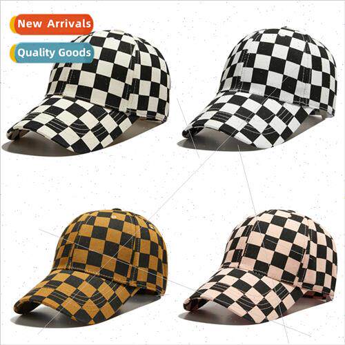 Hot Cai spring fall new hat fashion checkerboard plaid baseb