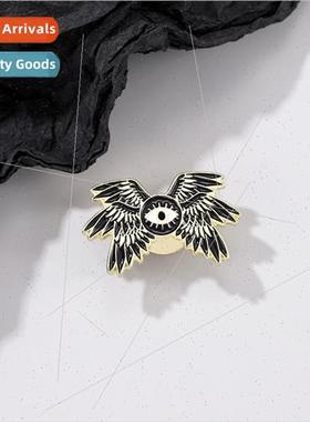 Grotesque  small eyes monster shape metal lacquer badge acce