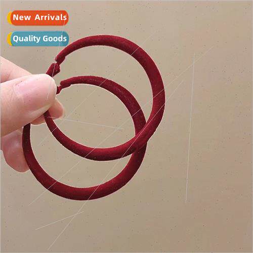 Christmas burgundy flocked circle earrings earrings female v