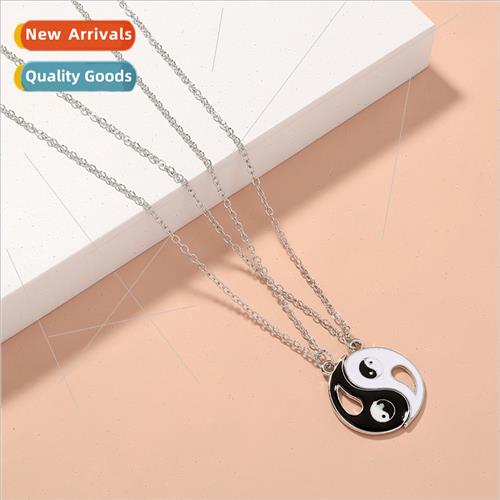 Europe Taiji gossip couple friend necklace double layer blac