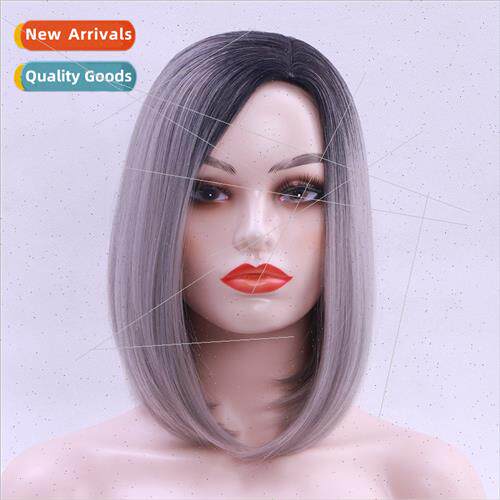 Wig female short hair gradient color Europe high temperature