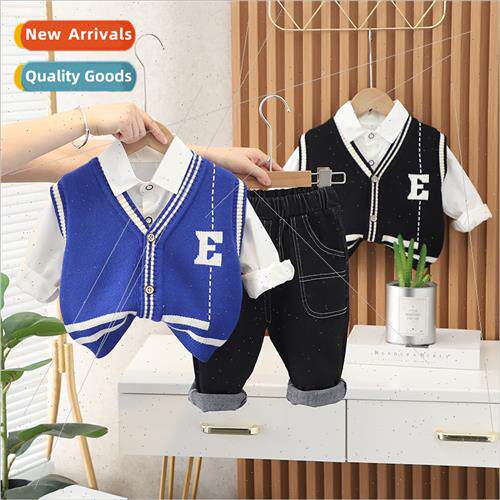 2023 Fall Childrens Com适用table Simple Sweater Three Piece