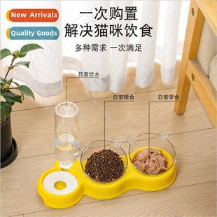 Anti Wet Triple Double Automati Use Bowl Dual Cat Mouth