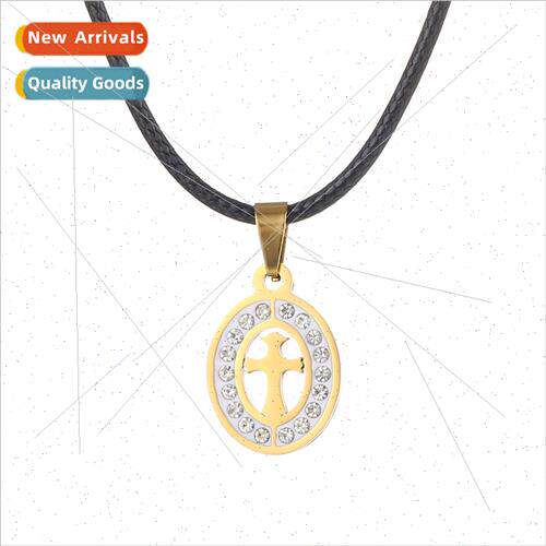 New round diamond cross couple necklace pendant niche hundre