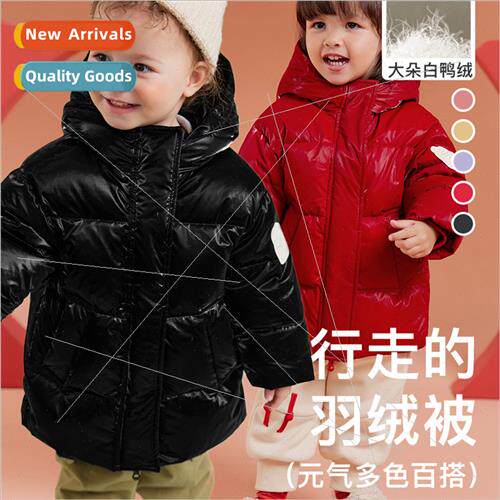 2023 winter new childrens down jacket boys and girls in long