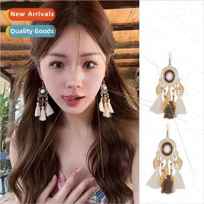 Bohemian wind earrings female long tassel ethnic wind ear cl