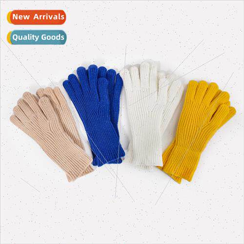 Ins Korean knted gloves female cute simple lengthened warm w