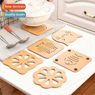 Cute creative hollow wooden coasters -slip bowl mat plate ma