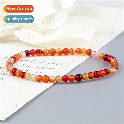 Stch Beading Striped Red Agate Round Beads Beaded Yoga Brace