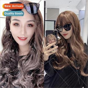 curly hair air wig brown long bangs simu women