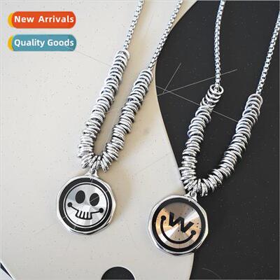 New Vintage Gold Smiley Necklace W Necklace Smiling Skull Fa