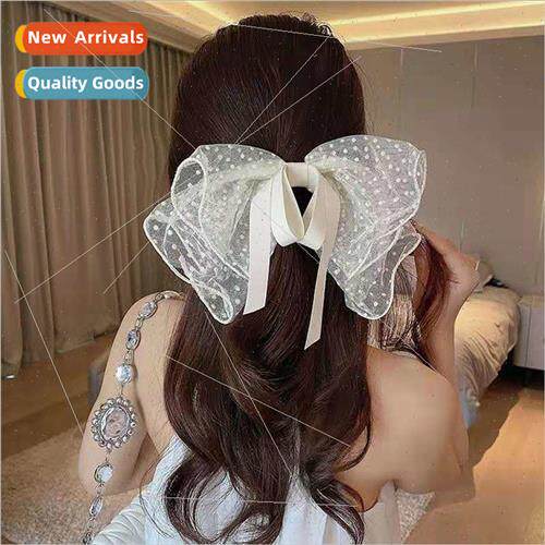 Korean decorative polka dot large bow hair clips back head m